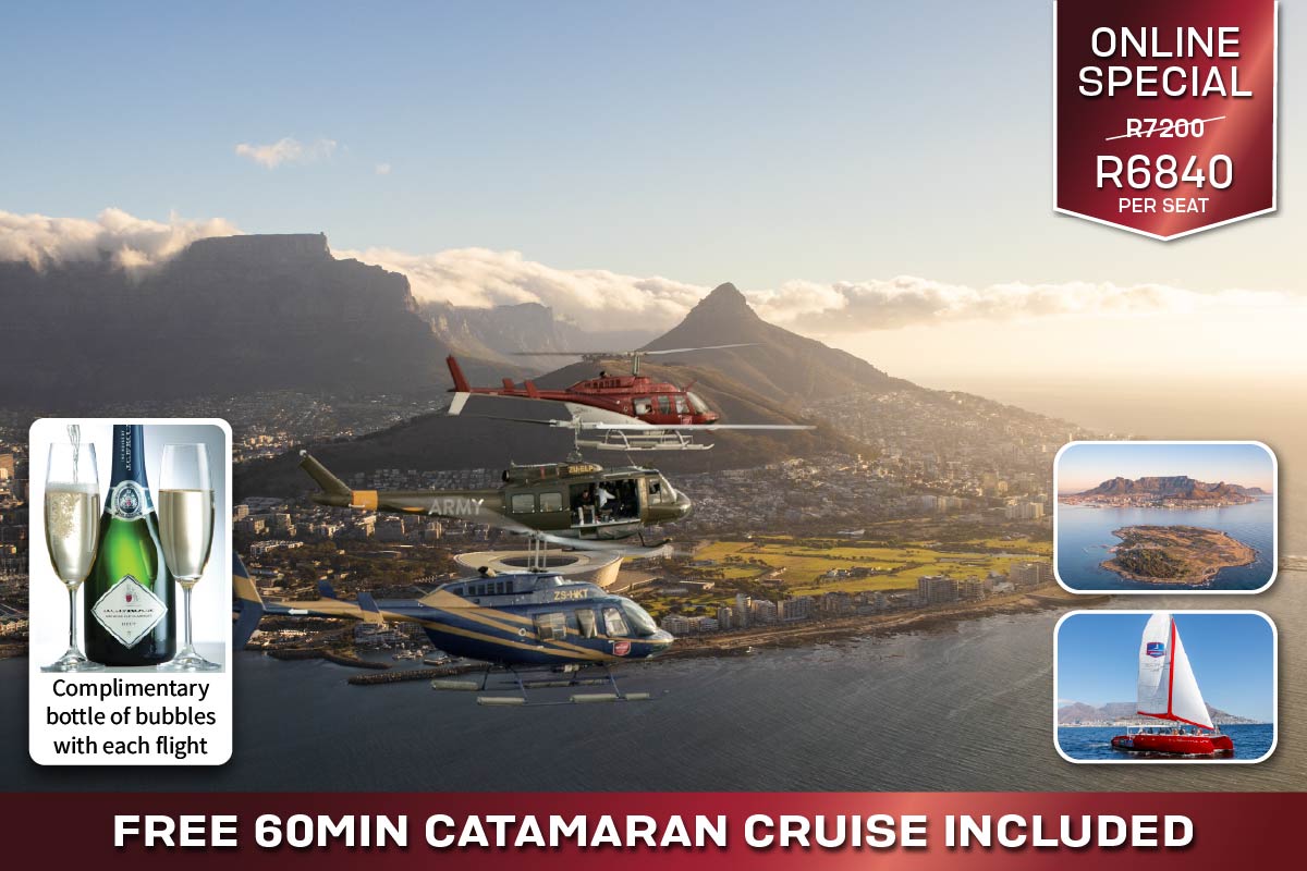 Robben Island Camps Bay & Hout Bay Helicopter ride Cape Town